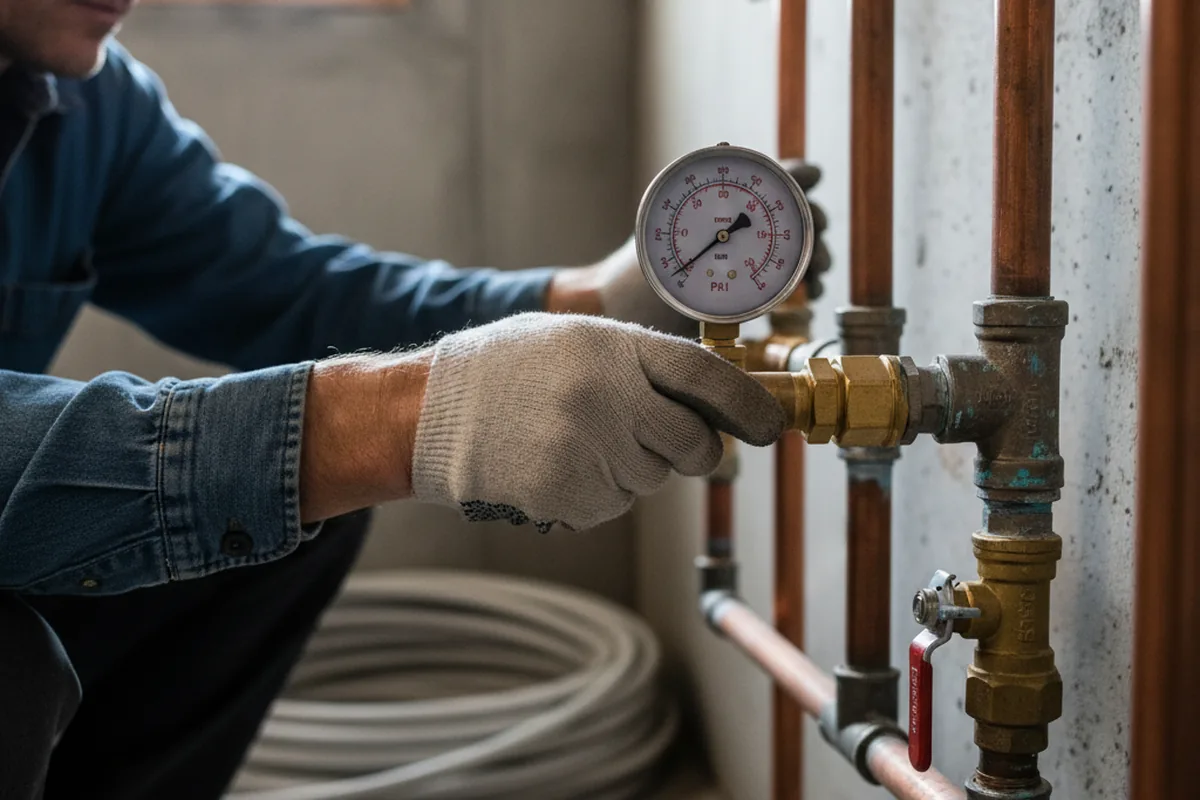 Pressure testing a repaired line during Water Line Repair in Lenexa